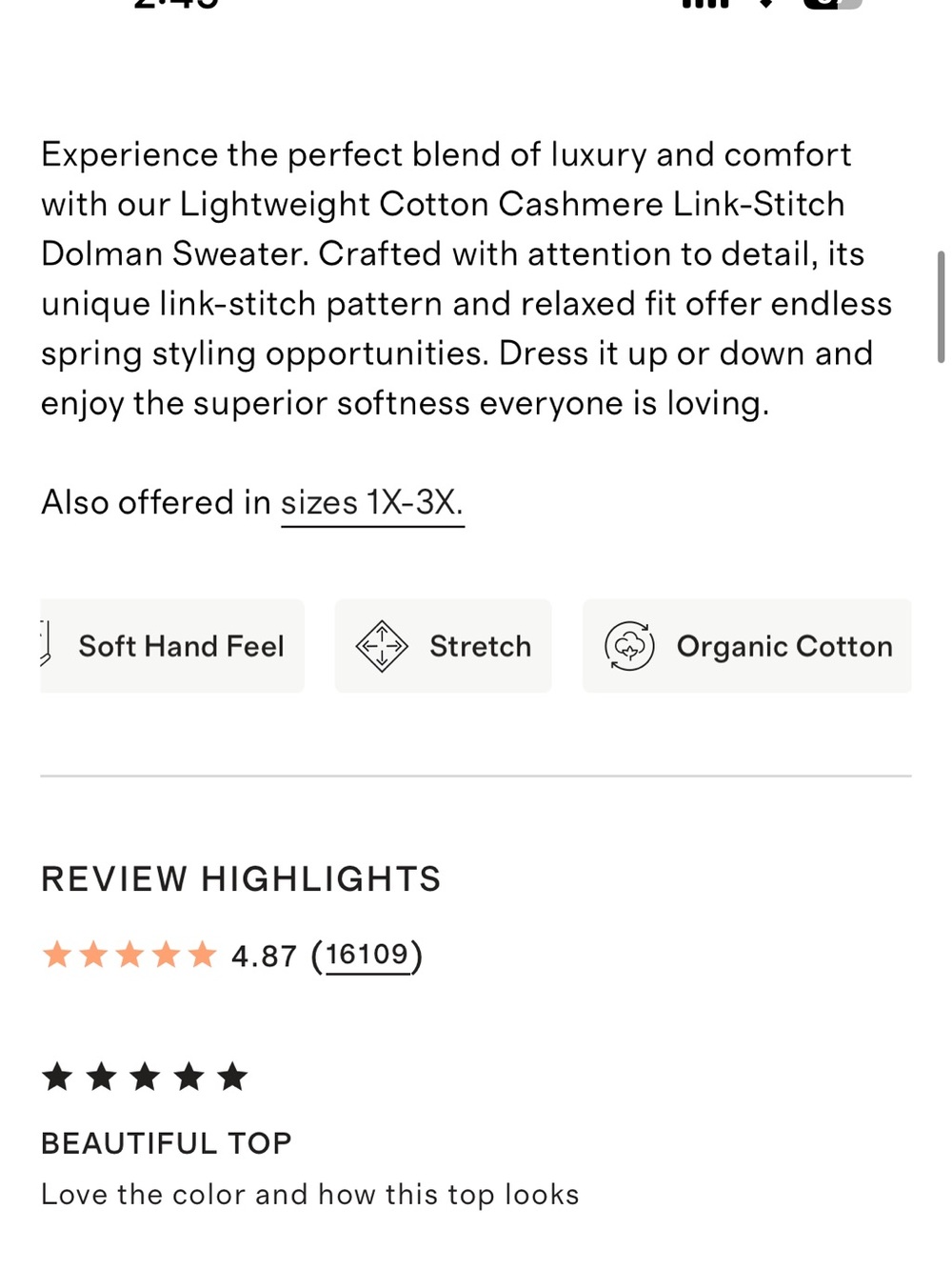 Quince LOT NWOT Lightweight Cotton Cashmere Link-Stitch Dolman Sweater - Picture 6 of 12